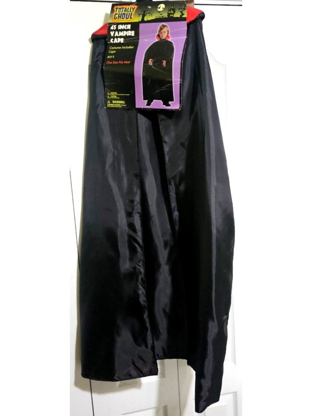 Vampire Costume Cape Kids 45 inch Black Red Halloween Dracula Magician Sorcerer